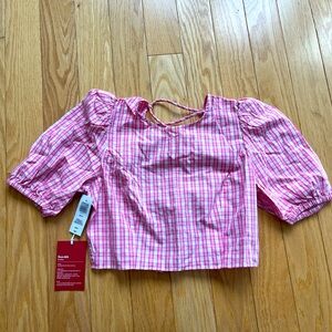 Aritzia pink gingham crop top